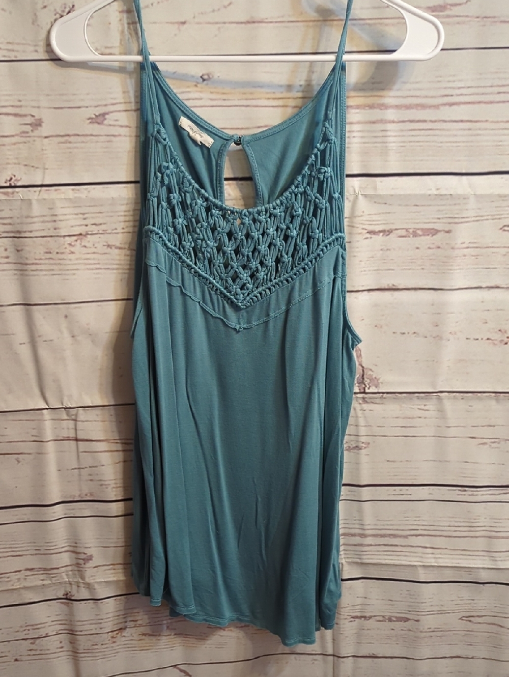 Maurices Teal Macramé Yoke Camisole Tank